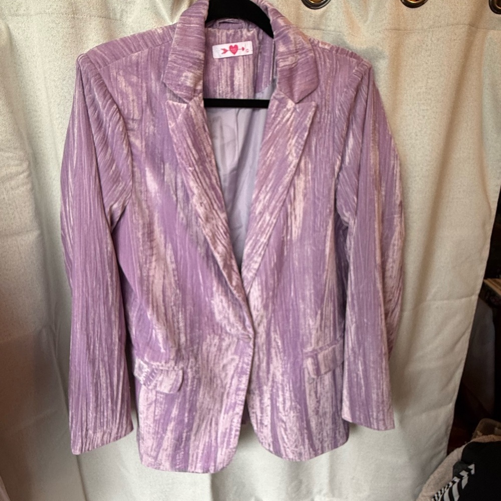 Buddy Love Lavender Crushed Velvet Blazer